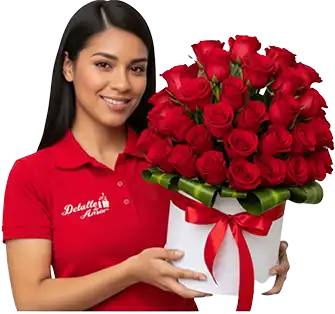 personal de detalle con rosas