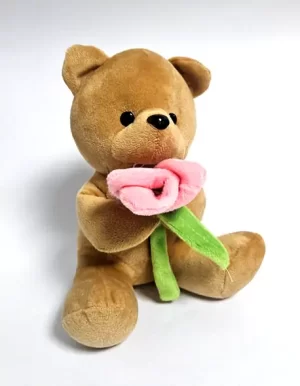 oso sujetando una rosa 19 cm